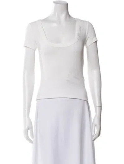 Pre-owned Frame Square Neckline Short Sleeve T-shirt In White