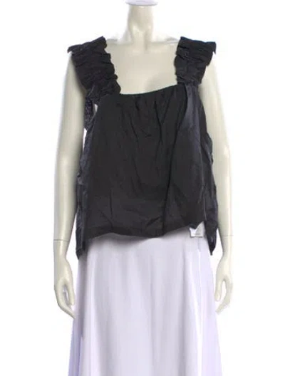 Pre-owned Frame Square Neckline Sleeveless Blouse In Blue