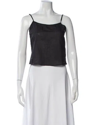 Pre-owned Frame Square Neckline Sleeveless Crop Top In Black