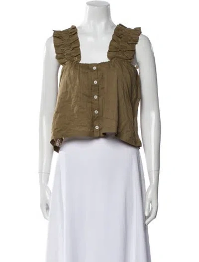 Pre-owned Frame Square Neckline Sleeveless Crop Top W/ Tags In Gray