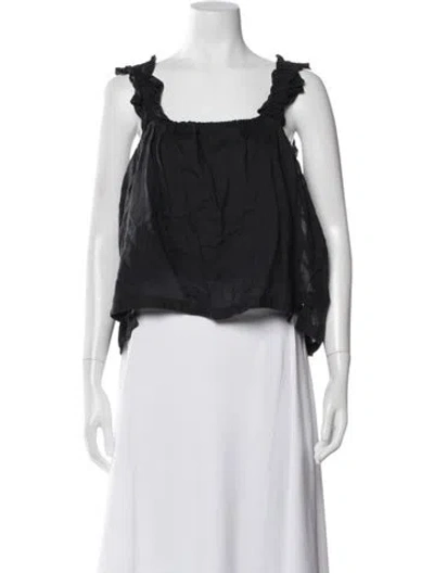 Pre-owned Frame Square Neckline Sleeveless Top In Black