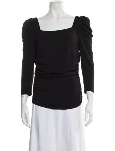 Pre-owned Frame Square Neckline Three-quarter Sleeve Top In Gray