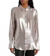 Frame Standard Shirt In Silver Lame In Multi