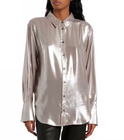 Frame Standard Shirt In Silver Lame In Multi