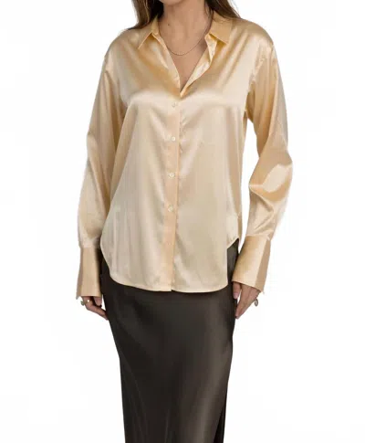 Frame Standard Silk Shirt In Butter In Metallic