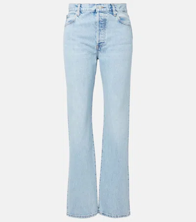 Frame Staple High-rise Straight Jeans In Blue