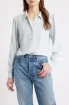 Frame Staple Silk Button-up Shirt In Blue