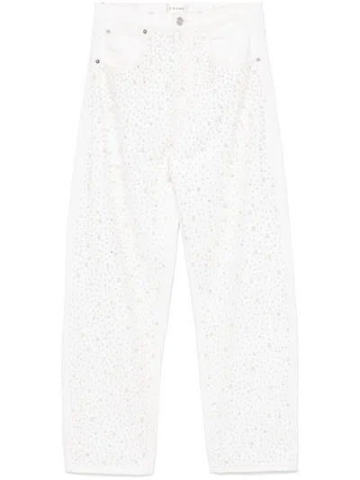 Frame Straight Jeans With Rhinestone Detailing For Women In White