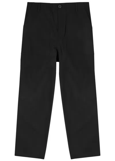 Frame Straight-leg Cotton Trousers In Black