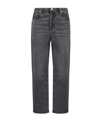 Frame Grey High-rise Tapered Jeans