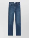 Frame Le High Straight Long Raw Fray Jeans In Blue