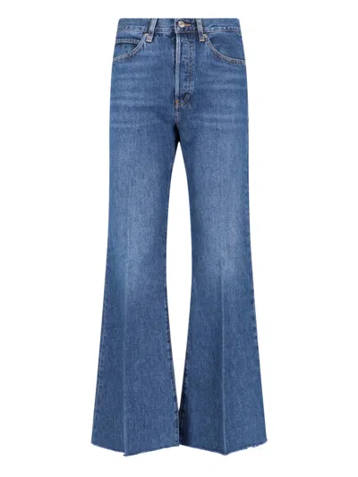 Frame Straight-leg Jeans With Mid-rise Waist And Timeless Silhouette In Blue