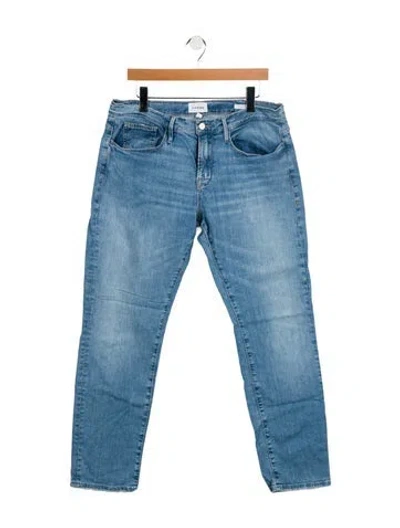 Pre-owned Frame Straight Leg Pants In Blue