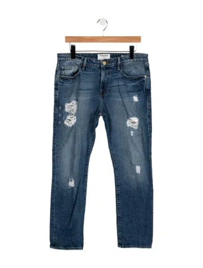 Pre-owned Frame Straight Leg Pants In Blue