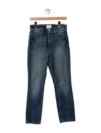 Pre-owned Frame Straight Leg Pants In Blue