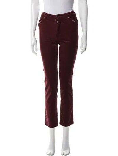 Pre-owned Frame Straight Leg Pants In Burgundy