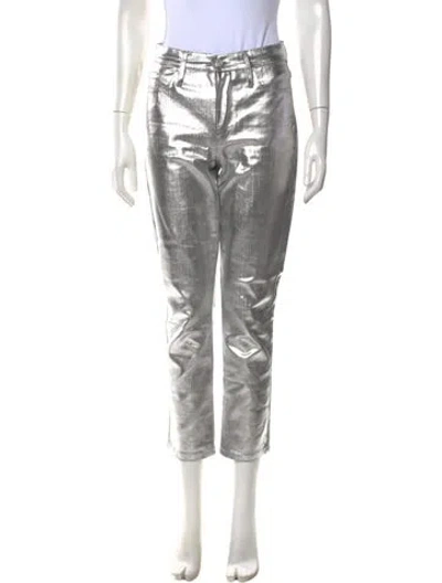 Pre-owned Frame Straight Leg Pants In Silver