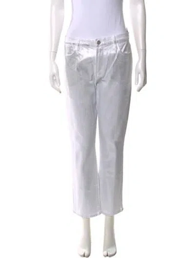 Pre-owned Frame Straight Leg Pants In White