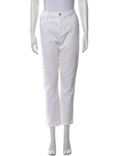 Pre-owned Frame Straight Leg Pants In White