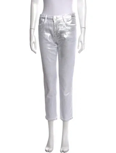 Pre-owned Frame Straight Leg Pants In White