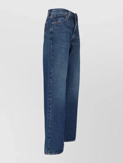 Frame Straight Leg Trousers Five Pocket Belt Loops In Blue