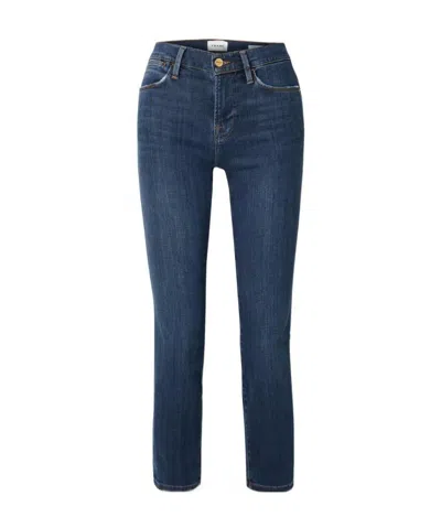 Frame Straight Nine-cent Jeans In Blue