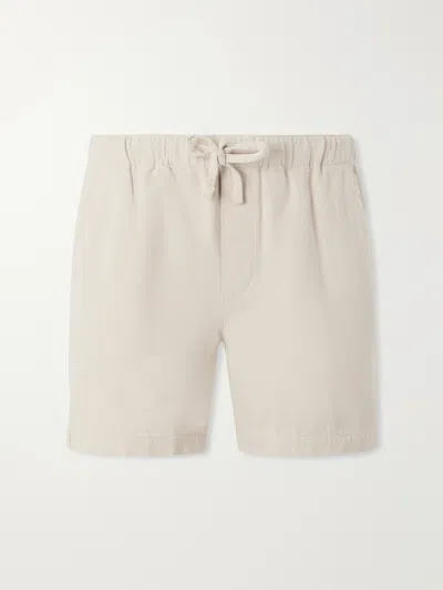 Frame Straight-leg Cotton-canvas Drawstring Shorts In Neutral
