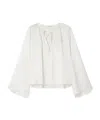 Frame Strap Pleated Blouse In White