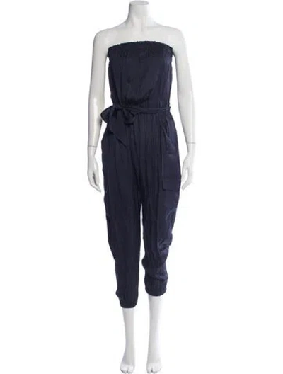 Pre-owned Frame Strapless Jumpsuit In Blue