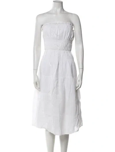 Pre-owned Frame Strapless Knee-length Dress In White
