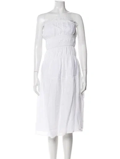 Pre-owned Frame Strapless Knee-length Dress In White
