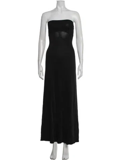 Pre-owned Frame Strapless Long Dress In Black
