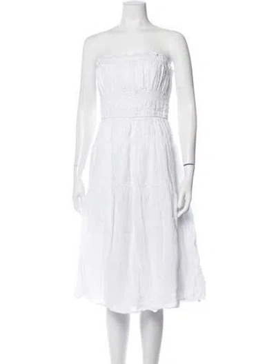 Pre-owned Frame Strapless Long Dress In White