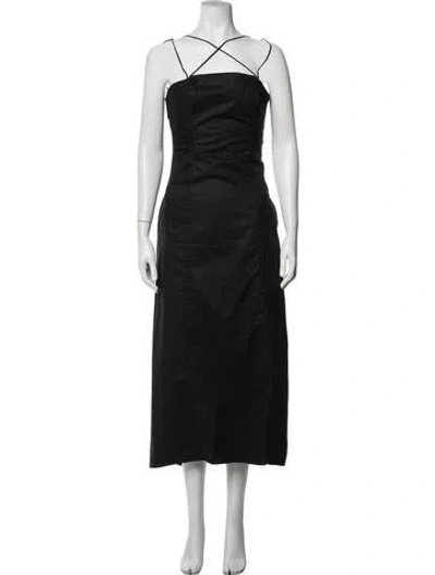 Pre-owned Frame Strapless Midi Length Dress In Blue