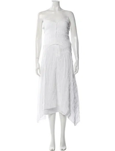 Pre-owned Frame Strapless Midi Length Dress In White