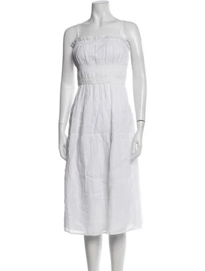 Pre-owned Frame Strapless Midi Length Dress In White