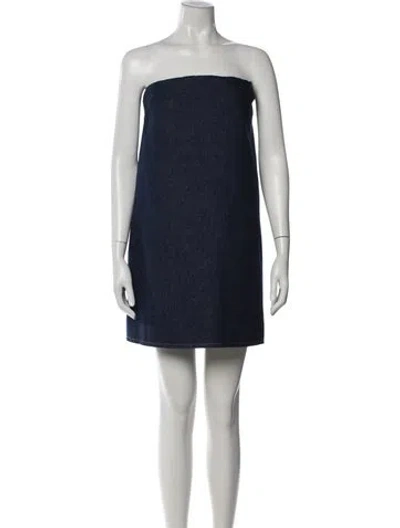 Pre-owned Frame Strapless Mini Dress W/ Tags In Blue
