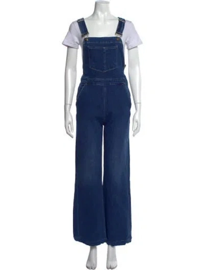Pre-owned Frame Strapless Overalls In Blue