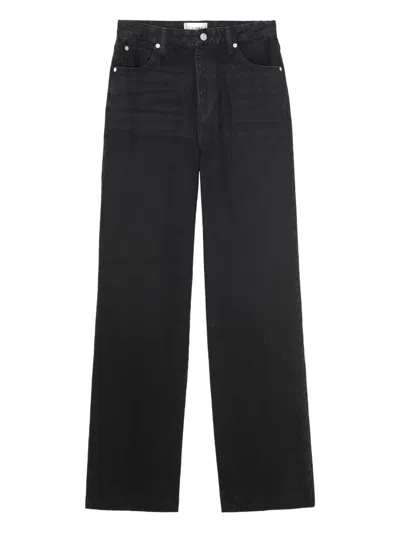 Frame The Mellow High Rise Ankle Jeans In Starship In Black