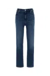Frame Stretch Denim Straight Leg Five Pocket Jeans In Blue