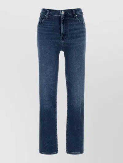 Frame Stretch Denim Straight Leg Five Pocket Jeans In Blue