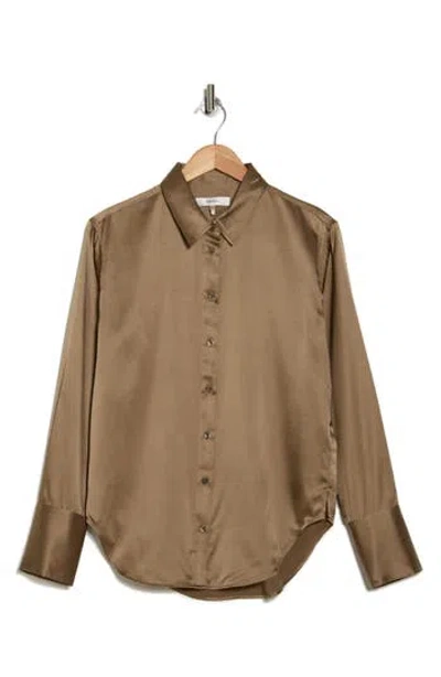 Frame Stretch Silk Button-up Shirt In Earth