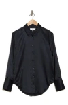 Frame Stretch Silk Button-up Shirt In Navy