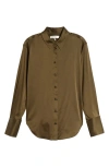 Frame Womens Rich Military The Standard Spread-collar Silk-blend Shirt In Rich Military