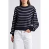 Frame Blouson Sleeve Sweatshirt In Navy Multi In Black