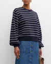 Frame Blouson Sleeve Sweatshirt In Navy Multi In Black