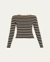 Frame Stripe Square Neck Cotton Sweater In Black Multi