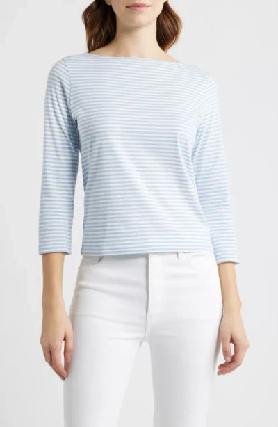 Frame Stripe Boat Neck Top In Blue