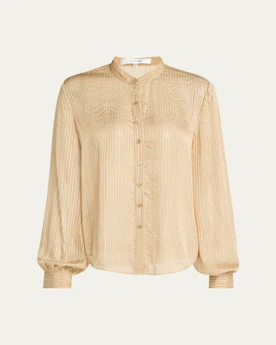Frame Stripe Button-front Blouse In Champagne Multi