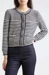 Frame Femme Mariner Striped Cotton-blend Sweater In Navy Multi